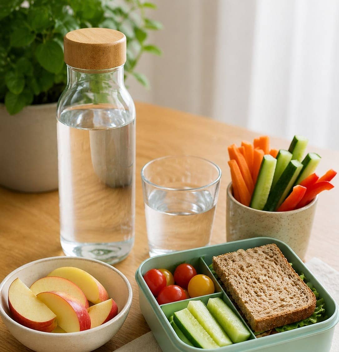 Eine reichhaltige Auswahl an zuckerfreien Lebensmitteln steht auf dem Tisch