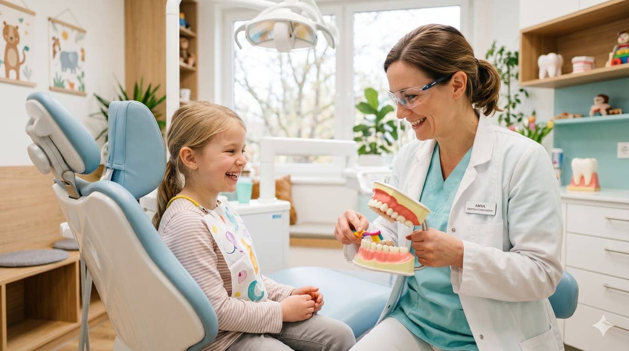 Kind entspannt beim Zahnarzt – Zahnarztpraxis Teich Mittweida